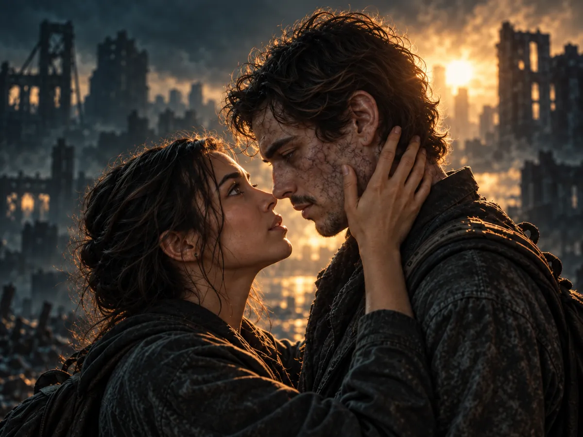 The two people from the photos, reunited in the Zombie Love Story.